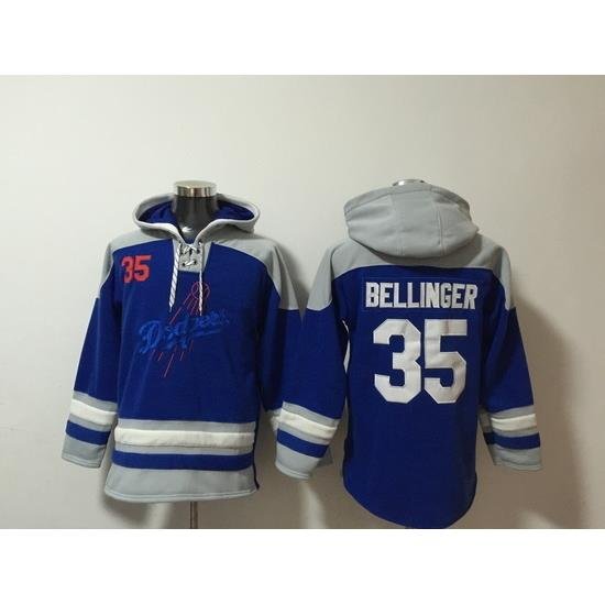 Men Los Angeles Dodgers 35 Cody Bellinger Navy Stitched Hoodie