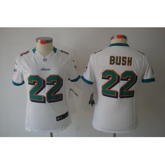 Women Nike Miami Dolphins 22# Reggie Bush White Color[Women Limited Jerseys]