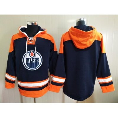 Men's Edmonton Oilers Blank Navy Ageless Must-Have Lace-Up Pullover Hoodie