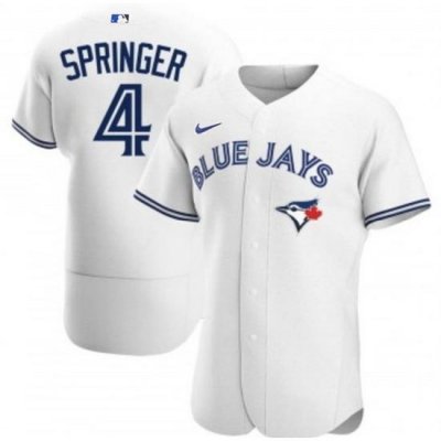 Men Toronto Blue Jays 4 George Springer 2020 White Flex Base Stitched Jerse