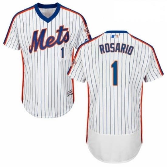 Mens Majestic New York Mets 1 Amed Rosario White Alternate Flex Base Authentic Collection MLB Jersey