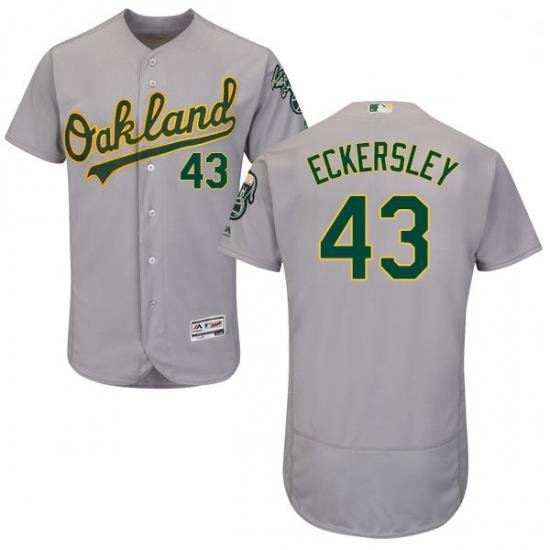 Mens Majestic Oakland Athletics 43 Dennis Eckersley Grey Road Flex Base Authentic Collection MLB Jersey