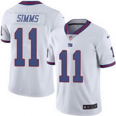 Nike Giants #11 Phil Simms White Mens Stitched NFL Limited Rush Jersey