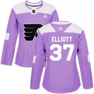 Womens Adidas Philadelphia Flyers 37 Brian Elliott Authentic Purple Fights Cancer Practice NHL Jersey