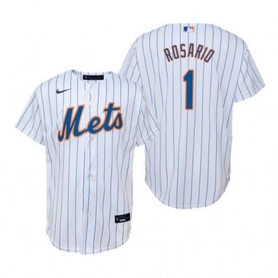 Mens Nike NeW York Mets 1 Amed Rosario White Home Stitched Baseball Jersey