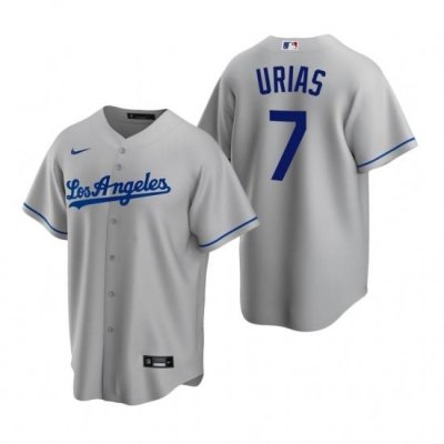 Mens Nike Los Angeles Dodgers 7 Julio Urias Gray Road Stitched Baseball Jerse