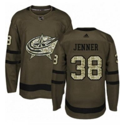 Youth Adidas Columbus Blue Jackets 38 Boone Jenner Premier Green Salute to Service NHL Jersey