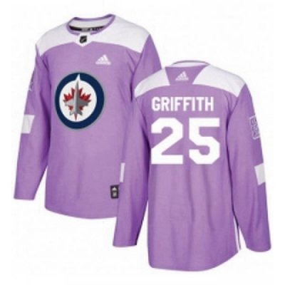 Youth Adidas Winnipeg Jets 25 Seth Griffith Authentic Purple Fights Cancer Practice NHL Jersey