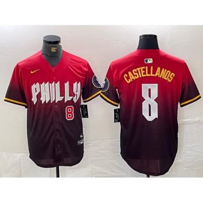 Men Philadelphia Phillies 8 Nick Castellanos Red 2024 City Connect Limited Stitched Jersey 1