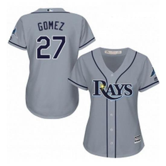 Womens Majestic Tampa Bay Rays 27 Carlos Gomez Authentic Grey Road Cool Base MLB Jersey