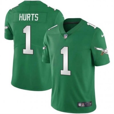 Men Philadelphia Eagles 1 Jalen Hurts Green Vapor Limited Stitched Football Jersey