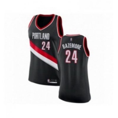 Womens Portland Trail Blazers 24 Kent Bazemore Swingman Black Basketball Jersey Icon Edition