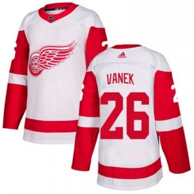 Mens Adidas Detroit Red Wings 26 Thomas Vanek Authentic White Away NHL Jersey