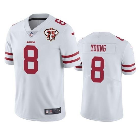 Nike San Francisco 49ers 8 Steve Young White Men 75th Anniversary Stitched NFL Vapor Untouchable Limited Jersey