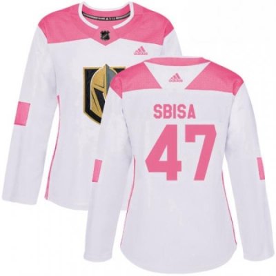 Womens Adidas Vegas Golden Knights 47 Luca Sbisa Authentic WhitePink Fashion NHL Jersey