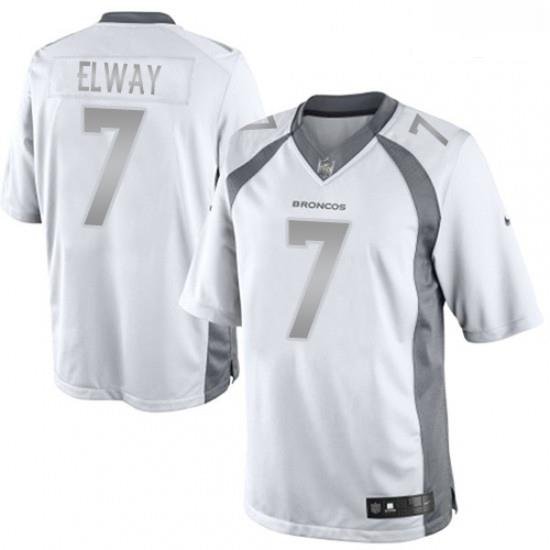 Men Nike Denver Broncos 7 John ElWay Limited White Platinum NFL Jersey