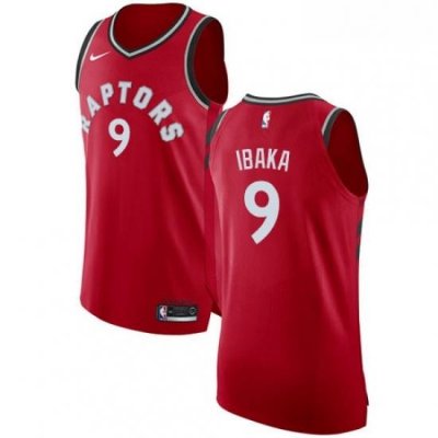 Mens Nike Toronto Raptors 9 Serge Ibaka Authentic Red Road NBA Jersey Icon Edition