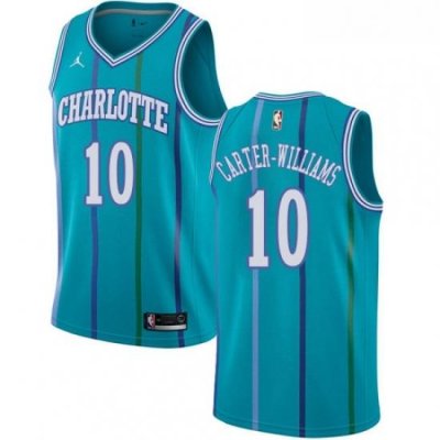 Womens Nike Jordan Charlotte Hornets 10 Michael Carter Williams Swingman Aqua Hardwood Classics NBA Jersey