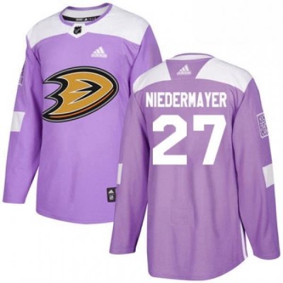 Mens Adidas Anaheim Ducks 27 Scott Niedermayer Authentic Purple Fights Cancer Practice NHL Jersey