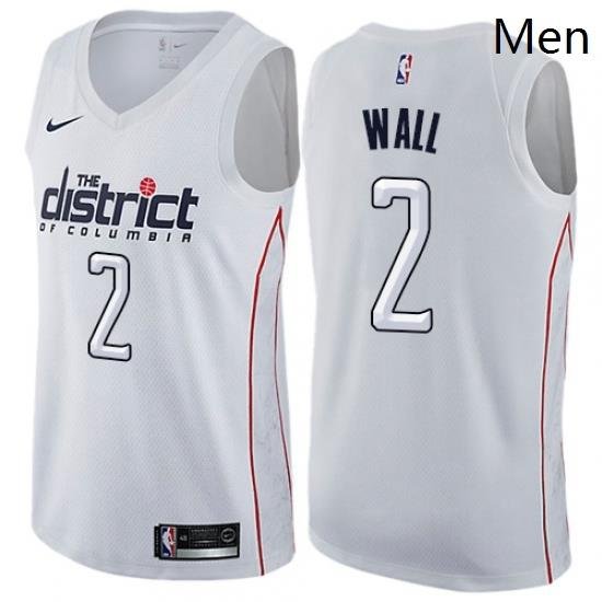 Mens Nike Washington Wizards 2 John Wall Authentic White NBA Jersey City Edition