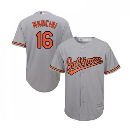 Youth Baltimore Orioles 16 Trey Mancini Replica Grey Road Cool Base Baseball Jersey