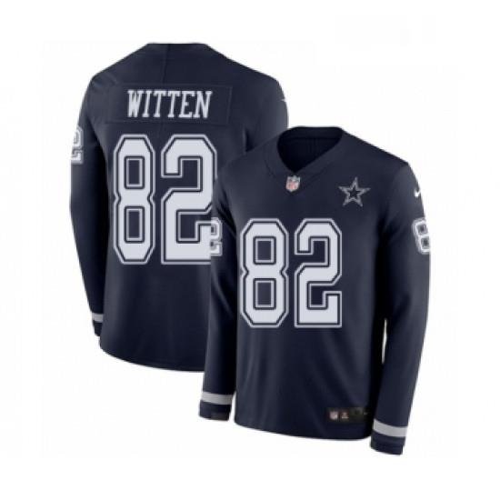 Mens Nike Dallas Cowboys 82 Jason Witten Limited Navy Blue Therma Long Sleeve NFL Jersey