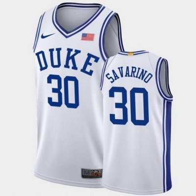 Duke Blue Devils Michael Savarino White Authentic Men'S Jersey