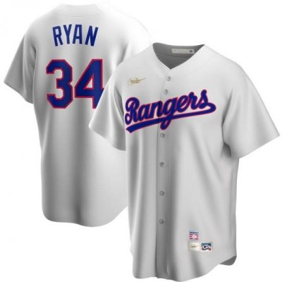 Men Texas Rangers 34 Nolan Ryan Nike Home CooperstoWn Collection Player MLB Jersey White