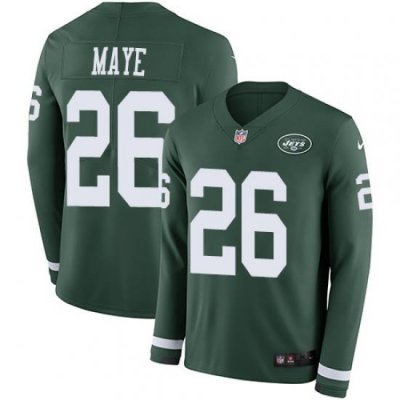 Nike Jets #26 Marcus Maye Green Team Color Men Stitched NFL Limited Therma Long Sleeve Jersey