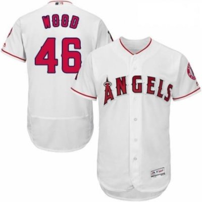 Mens Majestic Los Angeles Angels of Anaheim 46 Blake Wood White Home Flex Base Collection 2018 World Series Jersey