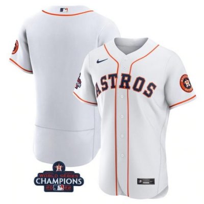 Men Houston Astros Blank White 2022 World Series Champions Flex Base Stitched Baseball Jersey