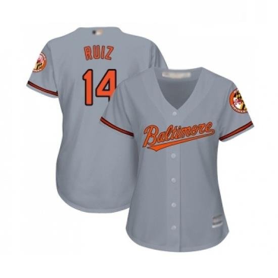 Womens Baltimore Orioles 14 Rio Ruiz Replica Grey Road Cool Base Baseball Jersey