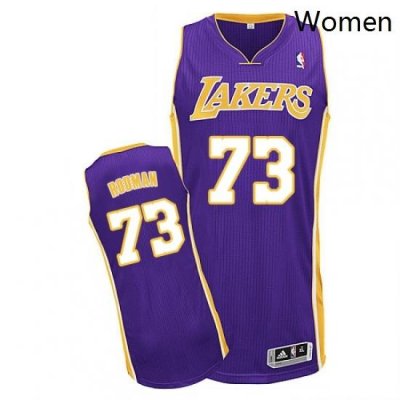 Womens Adidas Los Angeles Lakers 73 Dennis Rodman Authentic Purple Road NBA Jersey