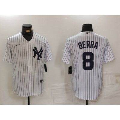 Men New York Yankees 8 Yogi Berra White Cool Base Stitched Baseball Jersey