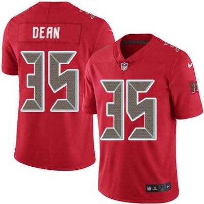 Nike Buccaneers 35 Jamel Dean Red Men Stitched NFL Limited Rush Jersey