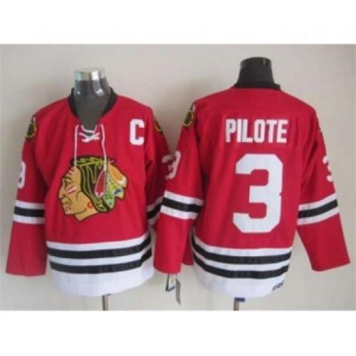 nhl jerseys chicago blackhawks 3 pilote red[m&n][pilote][patch C]