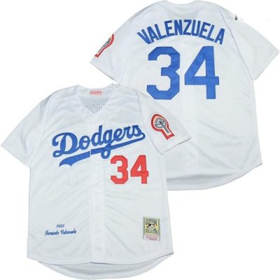 Los Angeles Dodgers 34 Fernando Valenzuela White 1981 CooperstoWn Collection Jersey