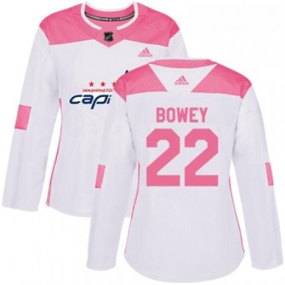 Womens Adidas Washington Capitals 22 Madison Bowey Authentic WhitePink Fashion NHL Jersey