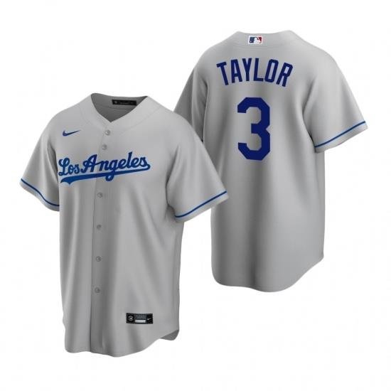 Mens Nike Los Angeles Dodgers 3 Chris Taylor Gray Road Stitched Baseball Jersey