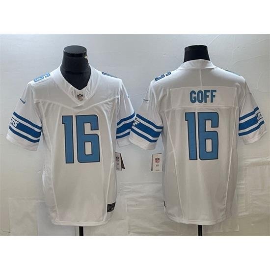 Men Detroit Lions 16 Jared Goff White 2023 F U S E  Vapor Untouchable Limited Stitched Jersey