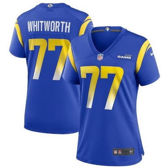 Women Nike Los Angeles Rams 77 Andrew Whitworth Blue Vapor Untouchable Limited Jersey