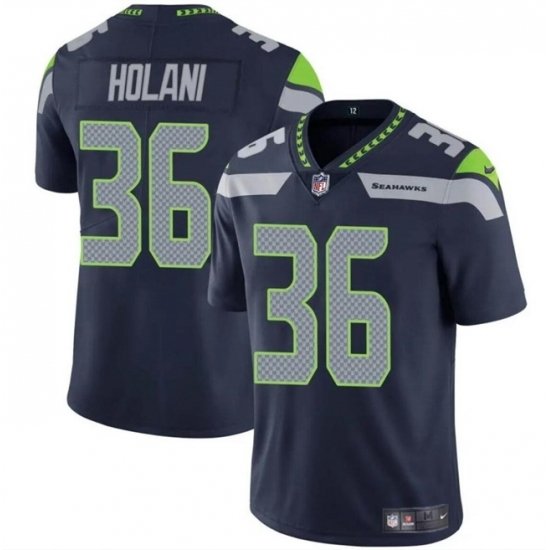 Men Seattle Seahawks 36 George Holani Navy 2024 Vapor Limited Stitched Football Jersey