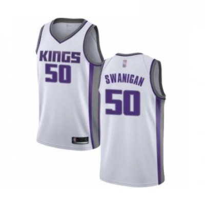 Mens Sacramento Kings 50 Caleb Swanigan Authentic White Basketball Jersey Association Edition