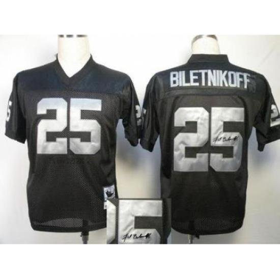 Oakland Raiders 25 Fred Biletnikoff Black Throwback M&N Signed NFL Jerseys