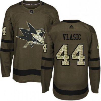 Mens Adidas San Jose Sharks 44 Marc Edouard Vlasic Premier Green Salute to Service NHL Jersey