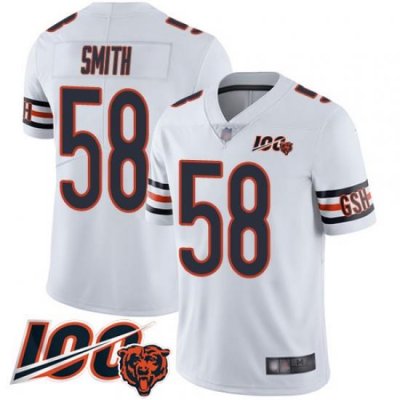 Men Chicago Bears 58 Roquan Smith White Vapor Untouchable Limited Player 100th Season Football Jersey