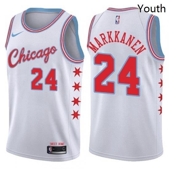 Youth Nike Chicago Bulls 24 Lauri Markkanen Swingman White NBA Jersey City Edition