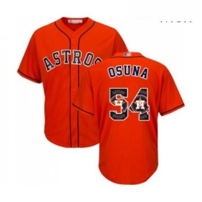 Mens Houston Astros 54 Roberto Osuna Authentic Orange Team Logo Fashion Cool Base Baseball Jersey