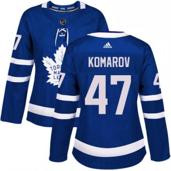 Womens Adidas Toronto Maple Leafs 47 Leo Komarov Authentic Royal Blue Home NHL Jersey