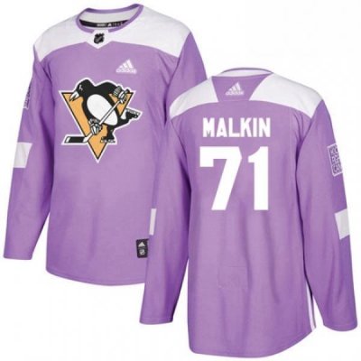 Mens Adidas Pittsburgh Penguins 71 Evgeni Malkin Authentic Purple Fights Cancer Practice NHL Jersey